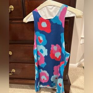 Annie Griffin Blue Floral Tank Top with Pink and Red Accents